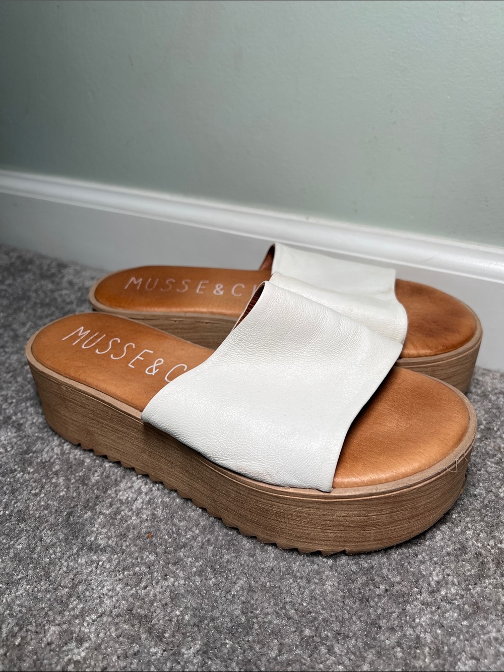 Musse & Cloud Platform Slip On Sandals Leather size EU 37 US 6.5